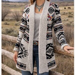 Northern Angel Womens Medium Southwestern Geometric Aztec Cardigan Sweater X1
